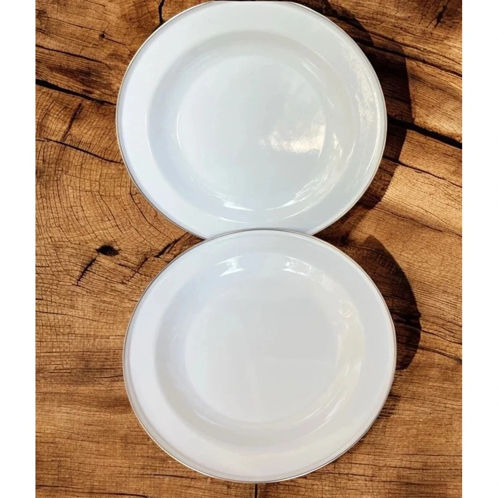 Discontinued Pottery Barn Enamelware Plates White 10